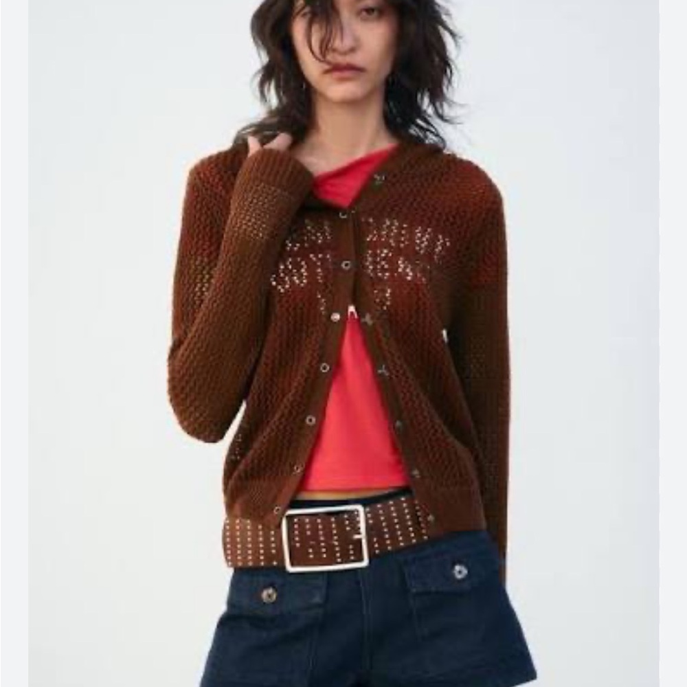 Zara NWT knit cardigan with hood 2756/006